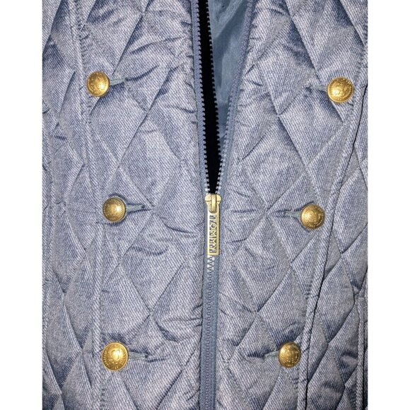Tommy Hilfiger Womens Medium Quilted Jacket Gold Snap Buttons Zipper Gray - Picture 4 of 16